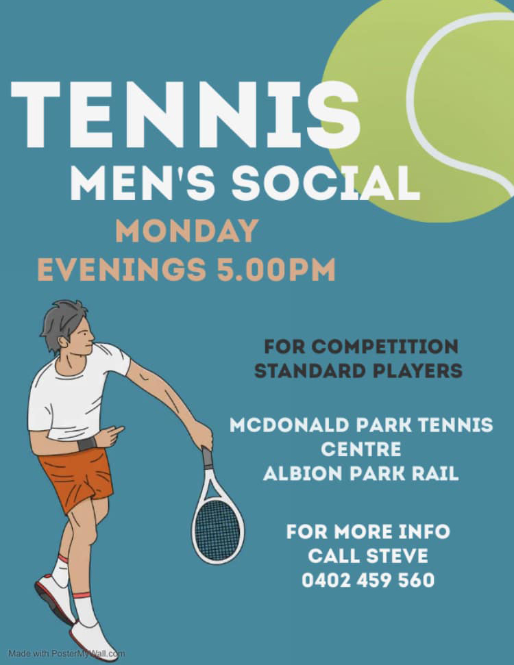 Men's tennis social evenings - McDonald Park 2